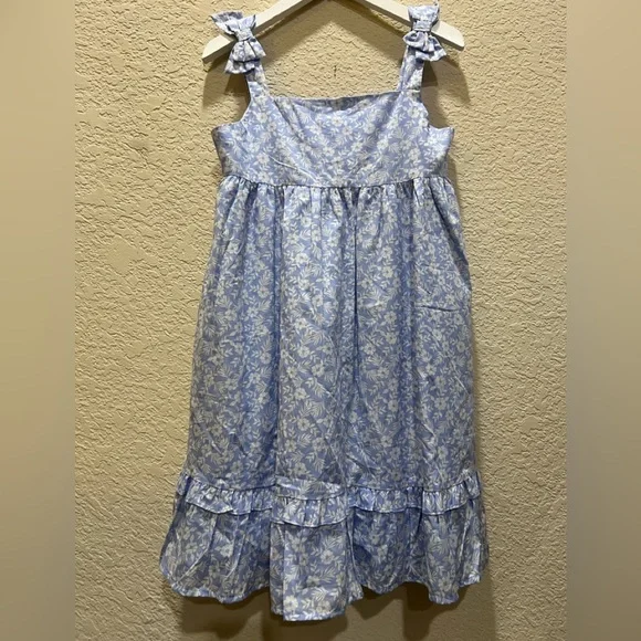 Janie and Jack girls summer dress size 12 blue/white floral print - Picture 1 of 3